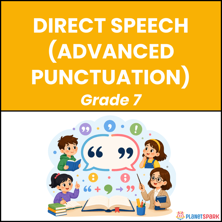 Class 7 Grammar Worksheet on Direct Speech Punctuation Use