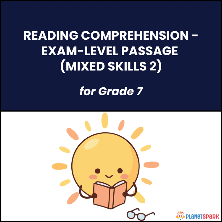 Class 7 Grammar Worksheet on Exam-Level Passage 2