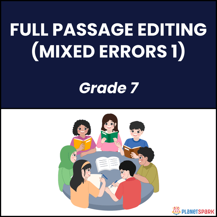 Class 7 Grammar Worksheet on Passage Editing 1