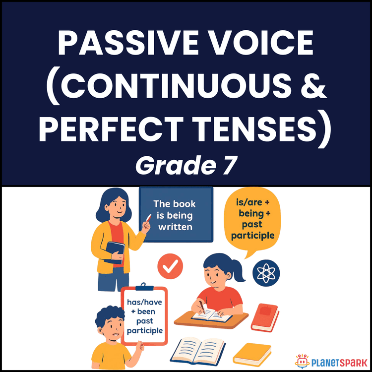 Class 7 Grammar Worksheet on Passive Voice Continuous & Perfect Tense
