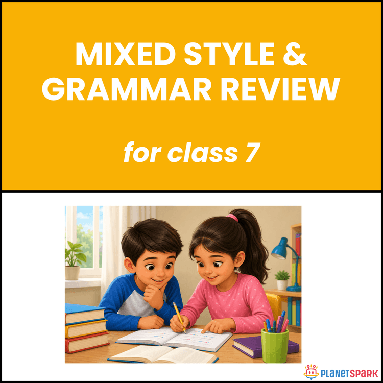 Class 7 Mixed Grammar Review Worksheet on Style Use