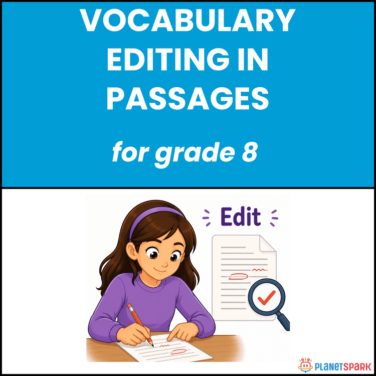 Class 8 English Worksheet on Editing Vocabulary