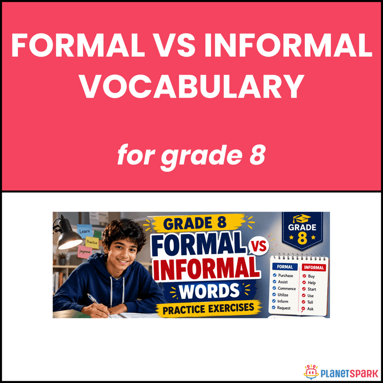 Class 8 English Worksheet on Formal vs Informal Words