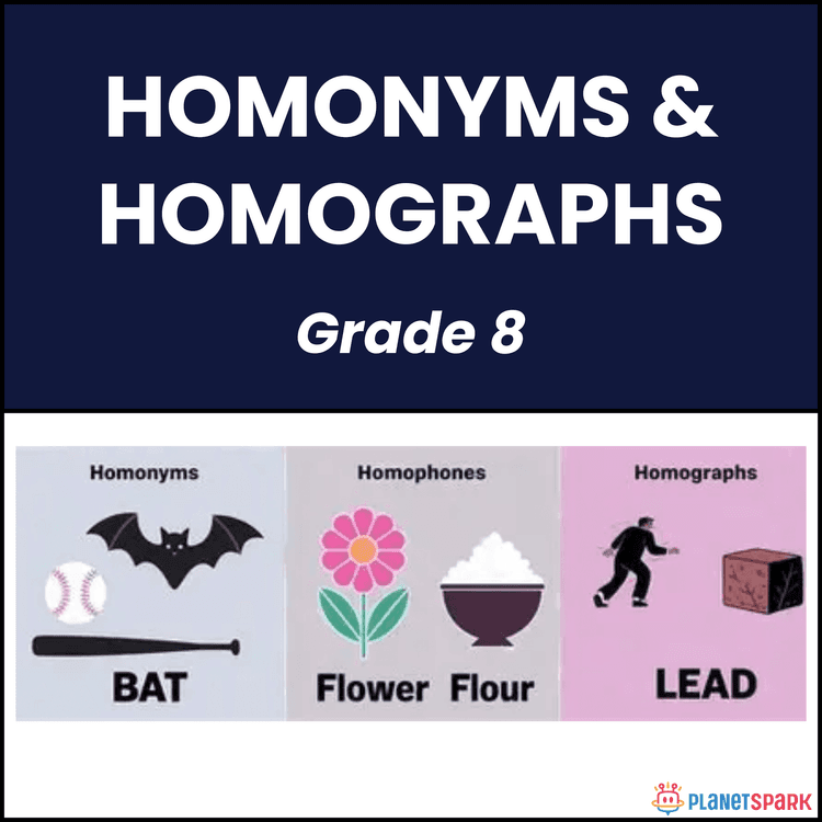 Class 8 English Worksheet on Homonyms Homographs