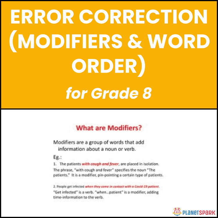 Class 8 Error Correction Modifiers Order Worksheet