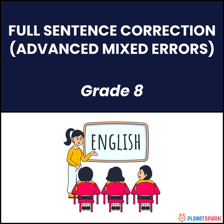 Class 8 Grammar Worksheet on Sentence Editing