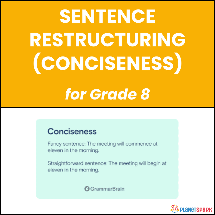 Class 8 Sentence Restructuring Concise Worksheet