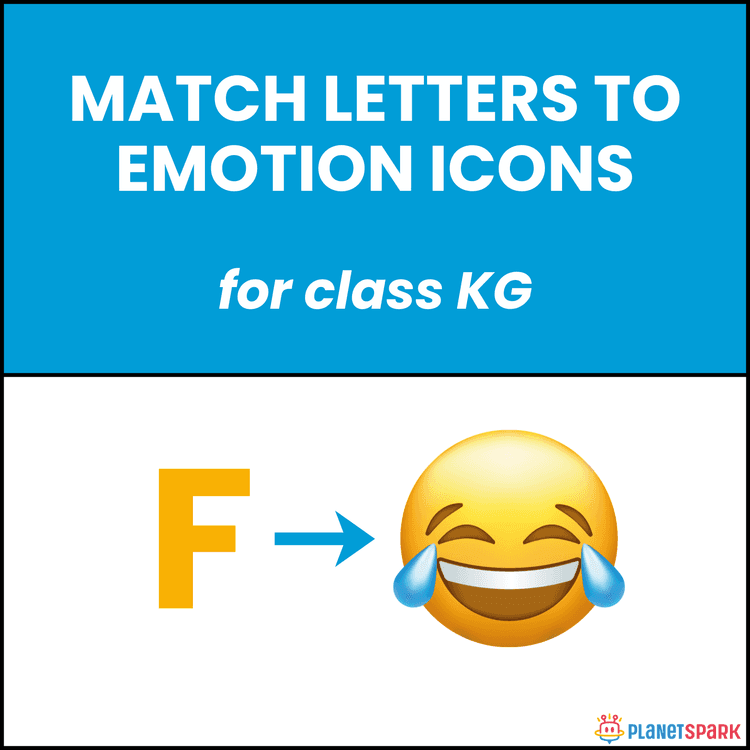 Class KG Alphabet Worksheet on Matching Letters to Emotions