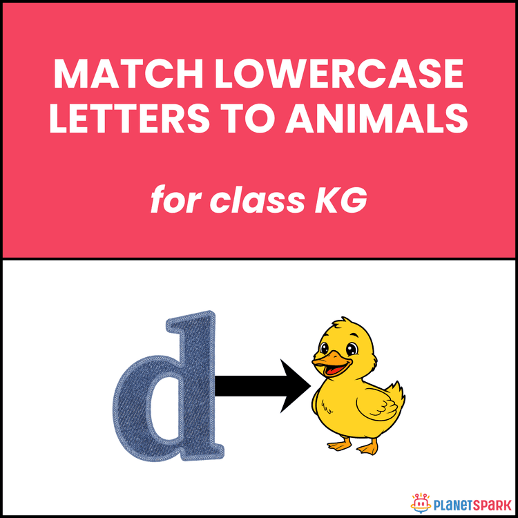Class KG Alphabet Worksheet on Matching Lowercase Letters
