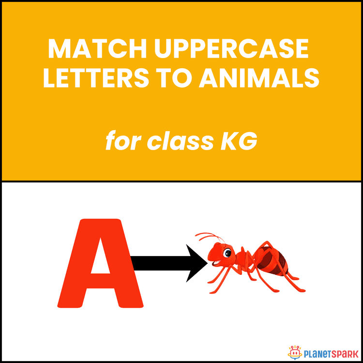 Class KG Alphabet Worksheet on Matching Uppercase Letters