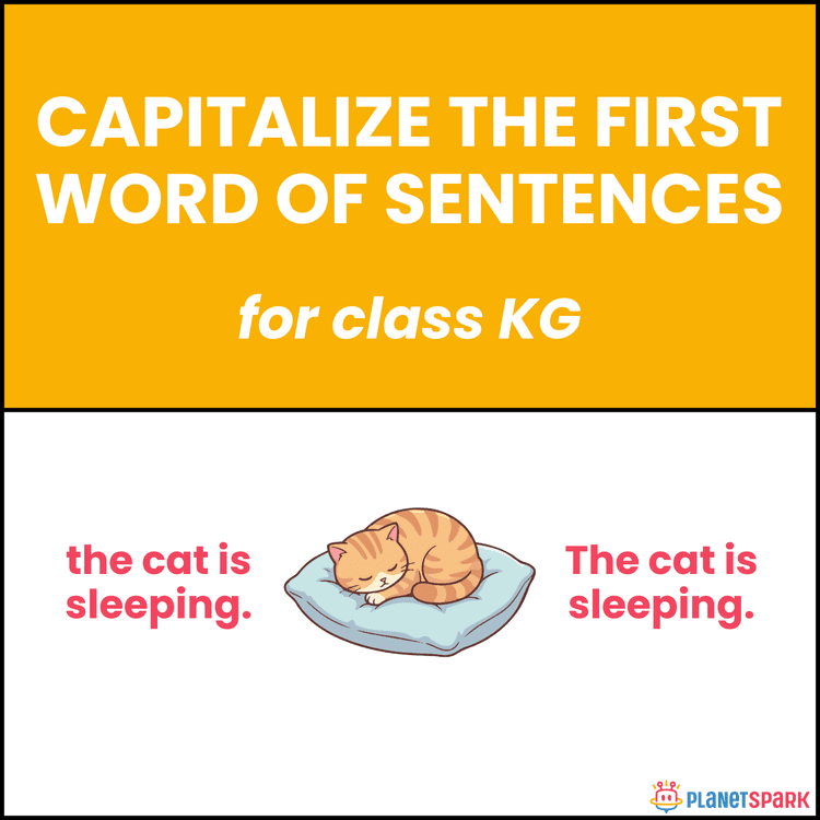 Class KG English Worksheet on Capitalizing First Word