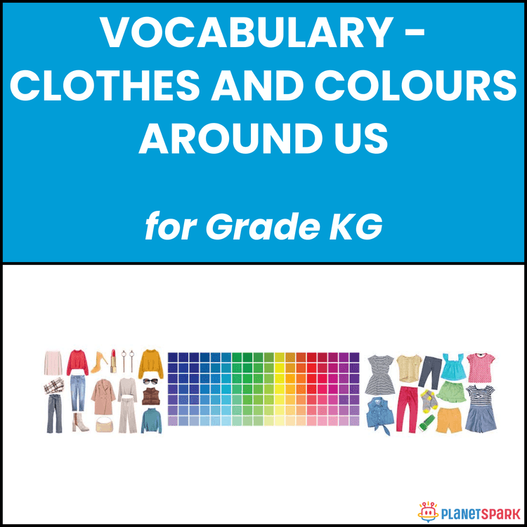 Class KG English Worksheet on Clothes and Colours