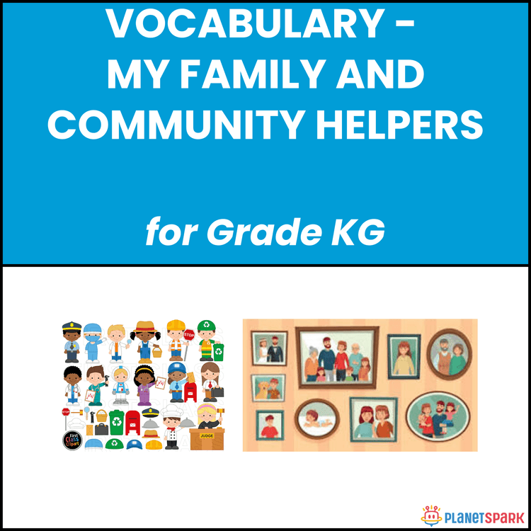 Class KG English Worksheet on Family and Helpers