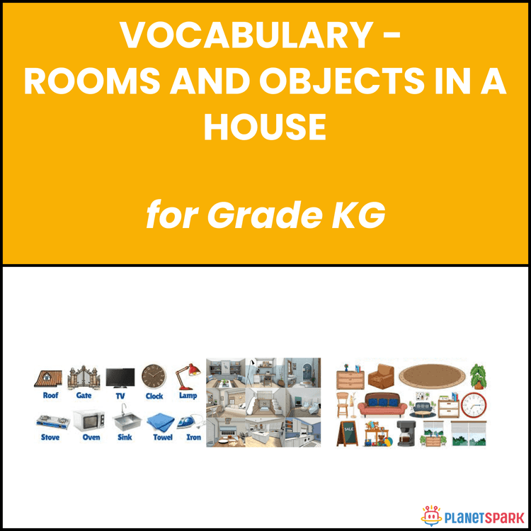 Class KG English Worksheet on Rooms and House Objects