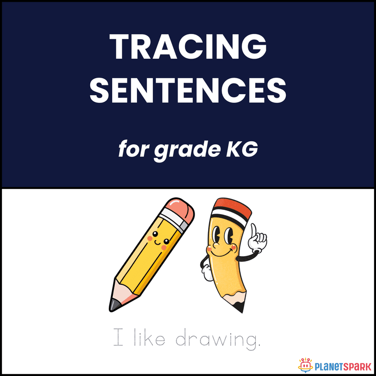 Class KG English Worksheet on Tracing Sentences