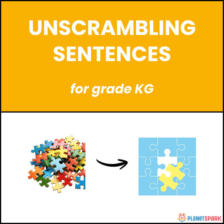 Class KG English Worksheet on Unscrambling Sentences