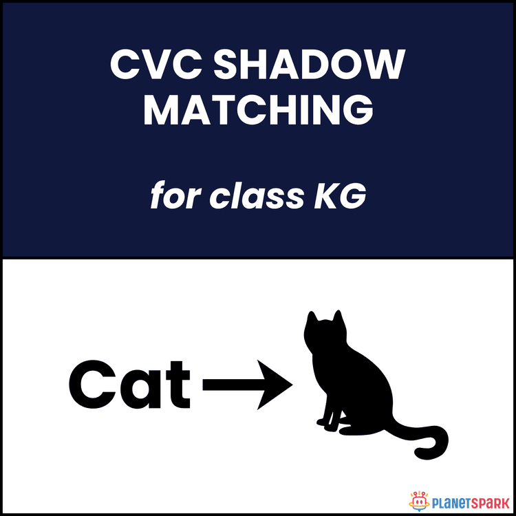 Class KG Phonics Worksheet on CVC Shadow Matching Activity