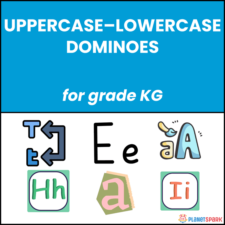 Class KG Worksheet On Uppercase Lowercase Dominoes
