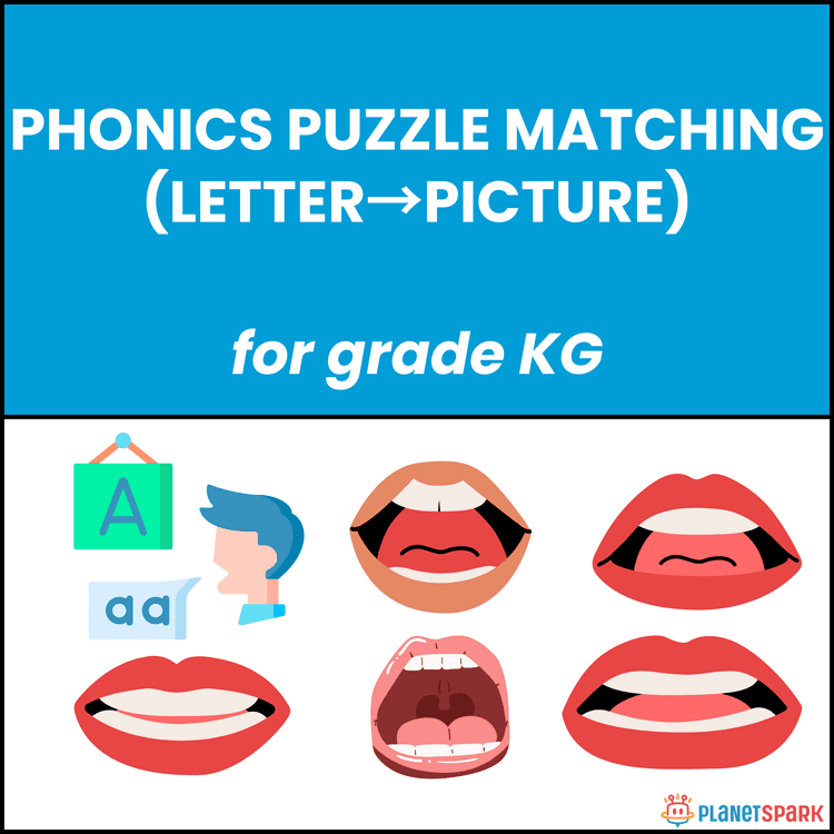 Class KG Worksheet Phonics Puzzle Matching-(Letter→Picture)