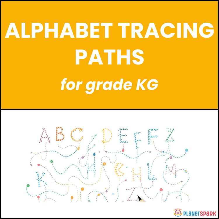 Class KG Worksheet on Alphabet Tracing Paths