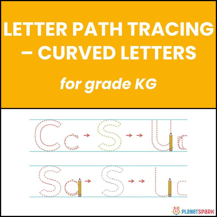 Class KG Worksheet on Curved Letter Path Tracing