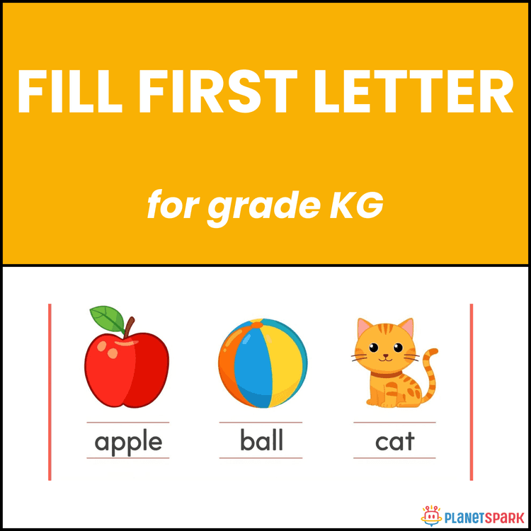 Class KG Worksheet on Filling the First Letter