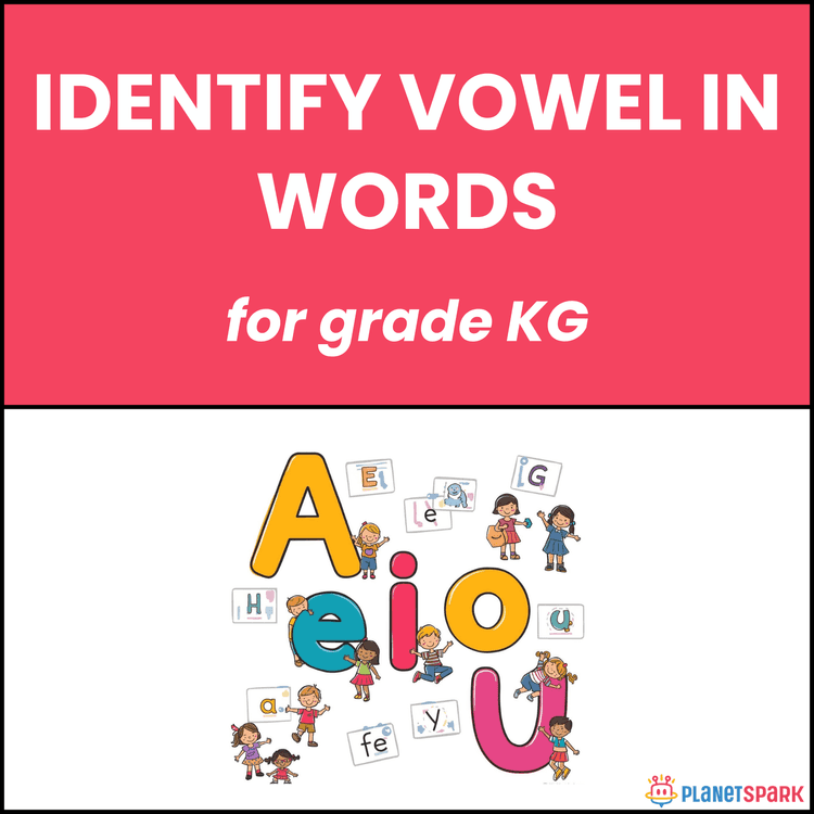 Class KG Worksheet on Identify Vowel in Simple Words