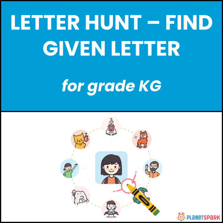 Class KG Worksheet on Letter Hunt to Find Given Letter