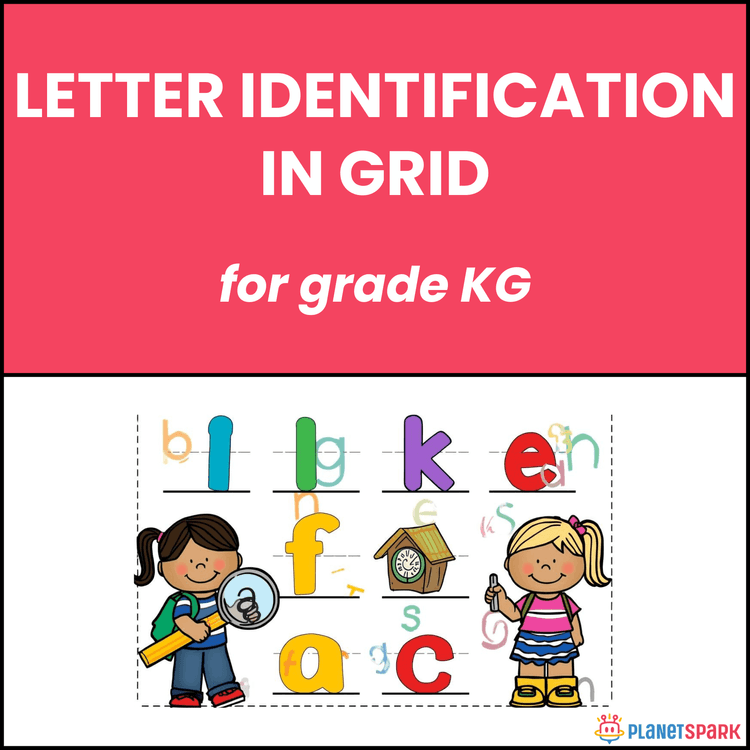 Class KG Worksheet on Letter Identification in Grid