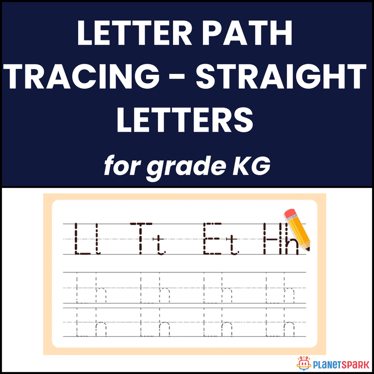 Class KG Worksheet on Straight Letter Path Tracing