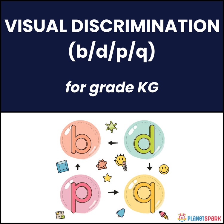 Class KG Worksheet on Visual Discrimination b d p q
