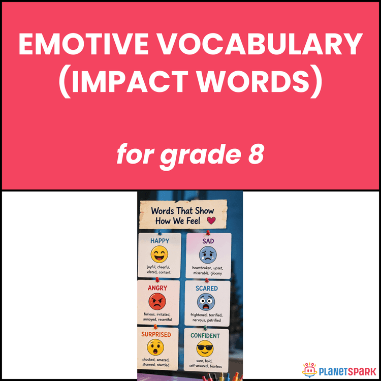 Class 8 English Worksheet on Emotive Vocabulary Words