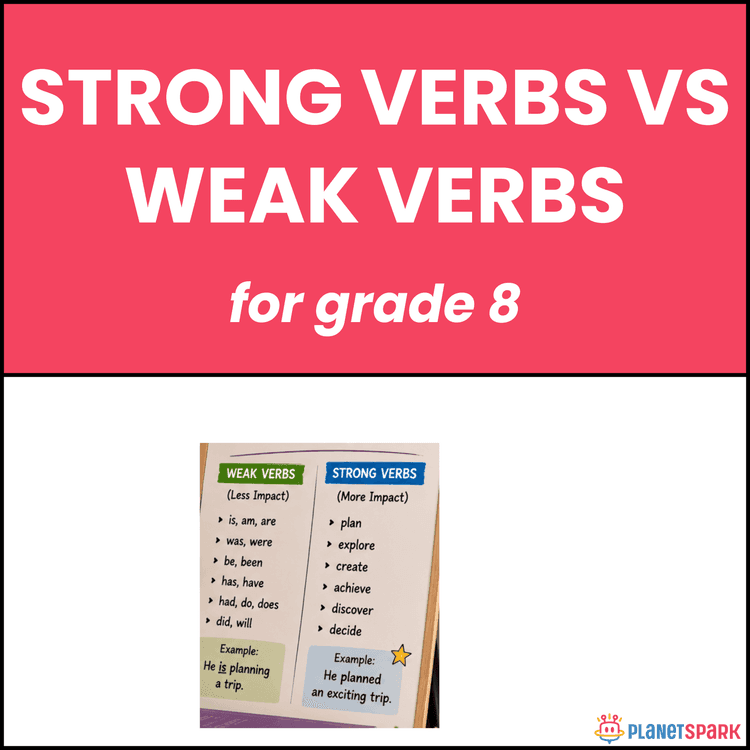 Class 8 English Worksheet on Strong and Weak Verbs