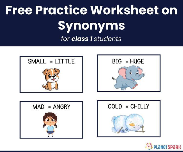 Class 1 English Worksheet – Synonyms Practice