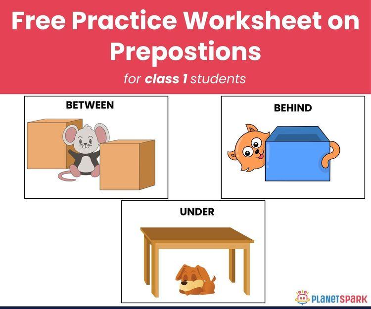 Class 1 Grammar Worksheet – Prepositions Words