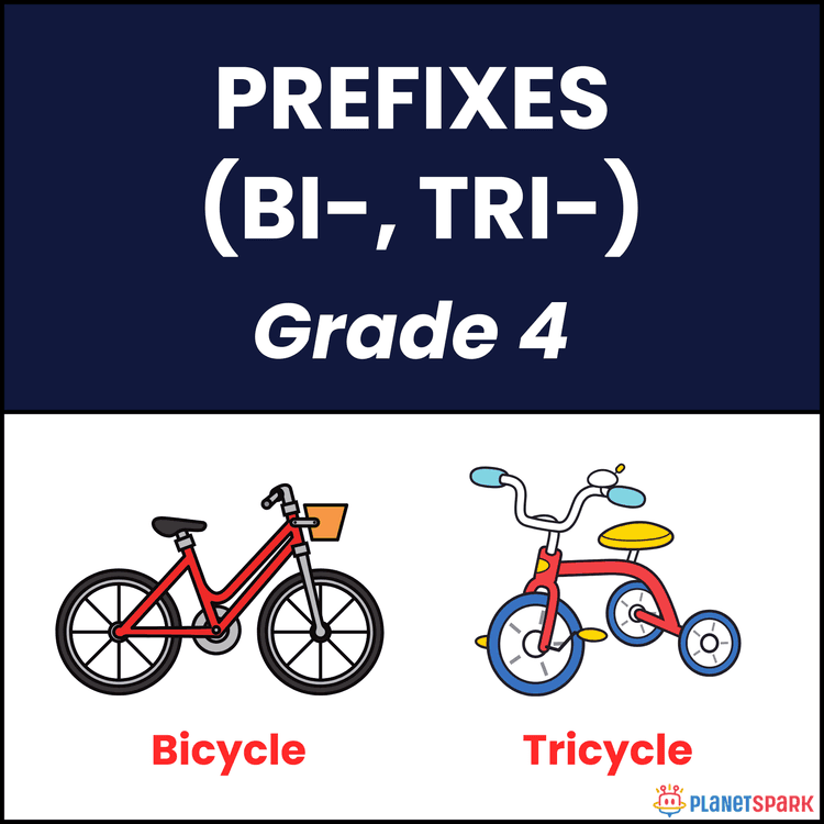 Grade 4 Grammar Worksheet on Prefixes (bi-, tri-)