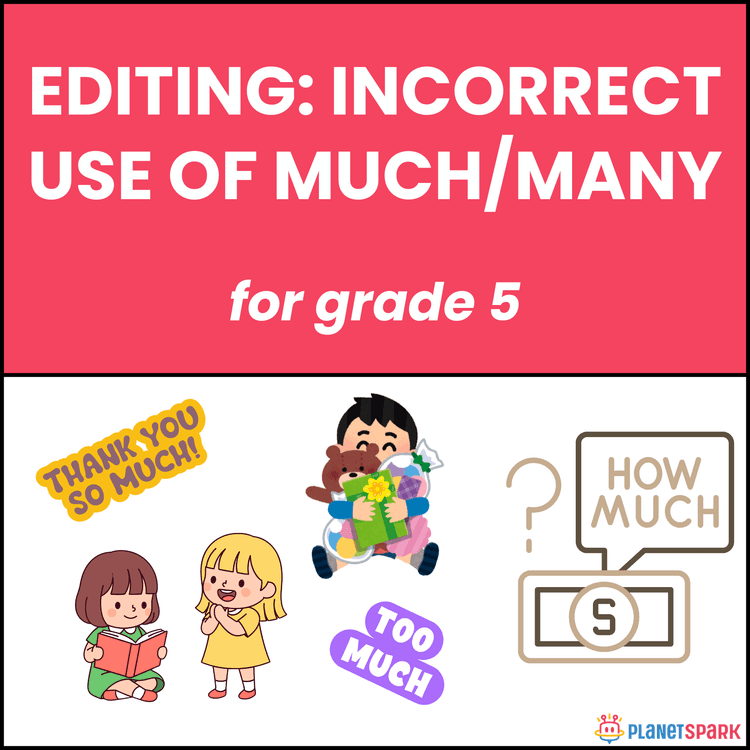 Grade 5 Editing Worksheet: Much vs Many Errors