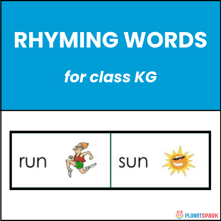 KG English Grammar Worksheet on Rhyming Words