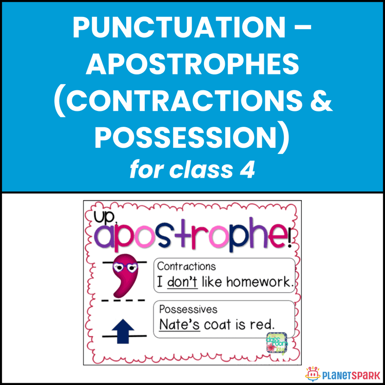 Class 4 Grammar Worksheet on Apostrophes Use