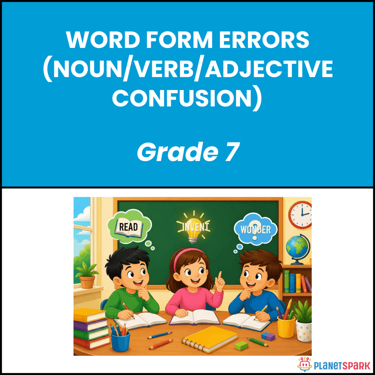 Class 8 Worksheet on Noun/Verb/Adjective Errors