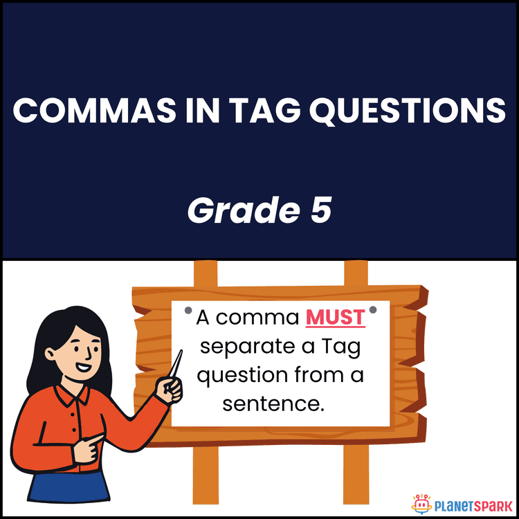 Class 5 Commas Grammar Worksheet Tag Questions